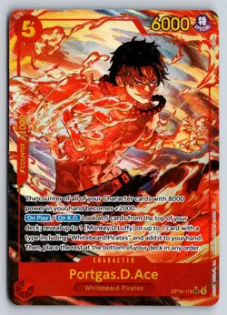PORTGAS.D.ACE (118) (ALTERNATE ART) OP16-118 THE TIME OF BATTLE ONE PIECE NM - Image 1
