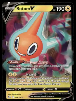 Pokemon Cards Rotom V 058/196 Lost Origin Holo Rare V NM *2 - Image 1