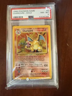Base Set Charizard Holo 4/102 1999 English PSA 8 Graded Pokemon Card - Image 1