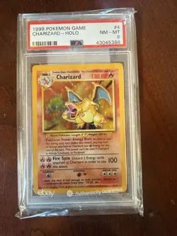 Base Set Charizard Holo 4/102 1999 English PSA 8 Graded Pokemon Card - Image 2