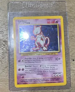 Pokemon Mewtwo 10/102 Base Set Holo Rare Unlimited 1999 60 HP - Image 1