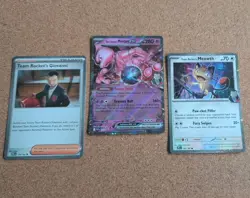 Pokemon Team Rocket’s Mewtwo Ex 205 Promo -Meowth 149 - Giovanni 174 Cosmic Holo - Image 1