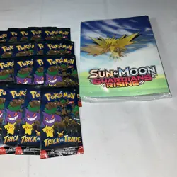 Pokemon Sun & Moon Holographic Small Binders W/Unopened Trick Or Trade 20 Packs - Image 2