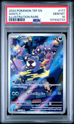 2024 POKEMON TEF EN-TEMPORAL FORCES ILLUSTRATION RARE #177 GASTLY PSA 10 - Image 1