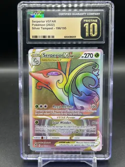 CGC 10 PRISTINE Serperior VSTAR 196/195 Silver Tempest Secret Rainbow Rare 2022 - Image 1