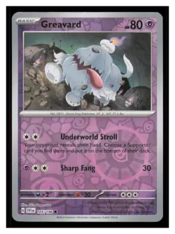 🎴 Greavard 105/198 Reverse Holo Scarlet & Violet Pokemon NM - Image 1