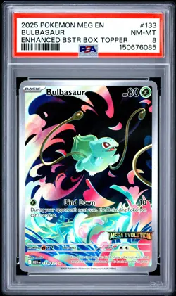 2025 POKEMON MEG EN-MEGA EVOLUTION ENHANCED BOOSTER BOX TOPPER BULBASAUR PSA 8 - Image 1
