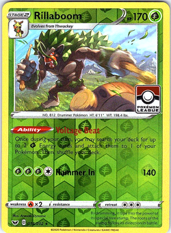 Rillaboom - 014/202 (Pokemon League) Promo Reverse Holofoil League & Champion NM - Image 1