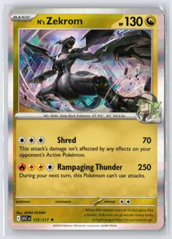 N's Zekrom 155/217 Rare Ascended Heroes Pokemon Holo Near Mint - Image 1