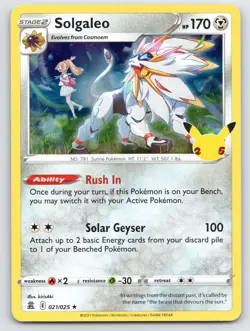 Solgaleo 021/025 Holo Rare Celebrations Pokemon Near Mint - Image 1