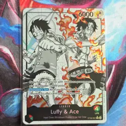 Bandai One Piece Card Game Luffy & Ace Leader ST30-001 Alt Art Foil B&W - Image 1