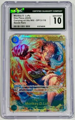 2025 One Piece Monkey D. Luffy OP13-118 SEC Carrying His Will CGC 10 Gem Mint - Image 1