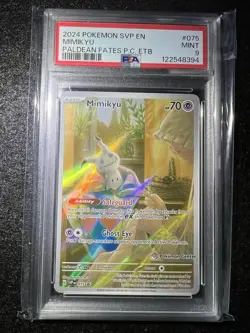 PSA 9 Mimikyu Paldean Fates Pokemon Center Stamp Exclusive ETB SVP 075 - Image 1