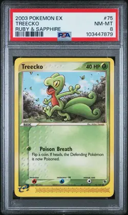 2003 Pokemon EX Ruby and Sapphire, Treecko 75/109, PSA 8 NM-MT - Image 1