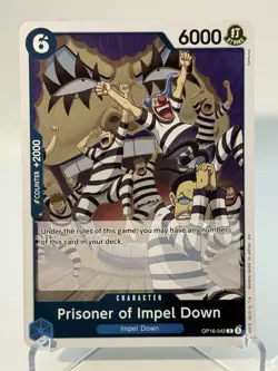 One Piece TCG OP16-042 Prisoner of Impel Down Rare Foil Buggy Deck Card - Image 1
