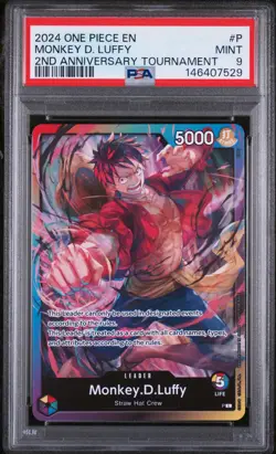2024 ONE PIECE PROMOS 2ND ANNIVERSARY TOURNAMENT #P MONKEY D. LUFFY PSA 9 - Image 1