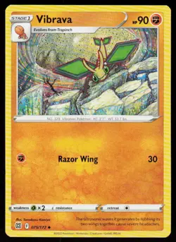 Vibrava 075/172 Uncommon Brilliant Stars Pokemon Near Mint - Image 1