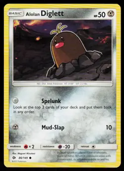 Alolan Diglett 86/149 Common SM Base Set Pokemon Near Mint - Image 1