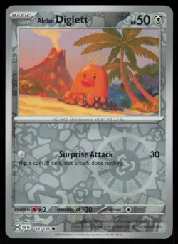Alolan Diglett 122/191 Common Surging Sparks Pokemon Reverse Holo Near Mint - Image 1