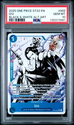 2025 ONE PIECE ST22 002 STARTER DECK IZO BLACK & WHITE PARALLEL ALT ART PSA 10 - Image 1