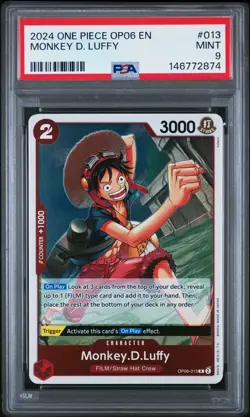 PSA 9 2024 One Piece Op06-Wings Of The Captain #013 Monkey D. Luffy MINT - Image 1