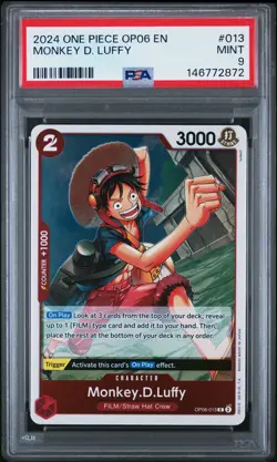 PSA 9 2024 One Piece Op06-Wings Of The Captain #013 Monkey D. Luffy MINT - Image 1