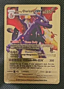 Pokemon TCG Shining Charizard Charizard GX Gold Foil Fan Art Display Card - Image 1