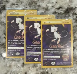 3x Sealed ELECTABUZZ # 2 Black Star Promo WB Movie WOTC Pokemon Card (Purple) - Image 1