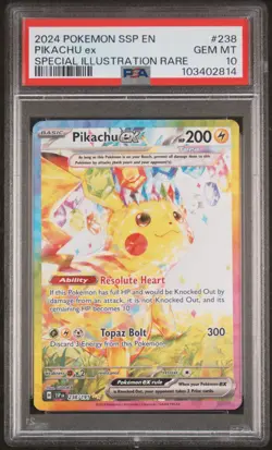 2024 POKEMON SSP EN-SURGING SPARKS SPECIAL ILLUSTRATION RARE PIKACHU EX PSA 10 - Image 1