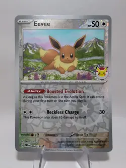 Eevee 074/131 Reverse Cosmos Holo Swirl Pokemon Day 2025 Stamp Prismatic Evo - Image 1