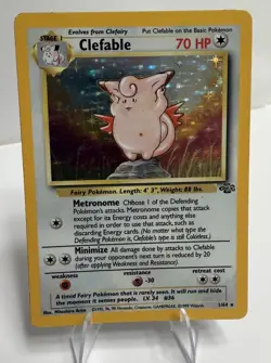 Pokemon Clefable Jungle Holo Rare 01/64 70 HP English 1999 MP - Image 1