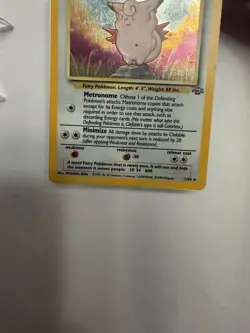 Pokemon Clefable Jungle Holo Rare 01/64 70 HP English 1999 MP - Image 4