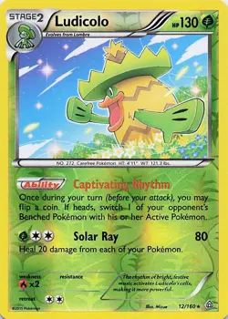 Ludicolo - Pokemon Reverse Holo Holo Rare 2015 Primal Clash 12/160 LP - Image 1