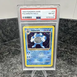 Wizards of the Coast 1999 Pokemon Poliwrath Holo Rare 13/102 PSA 8 English - Image 1