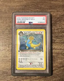2000 POKEMON ROCKET 1ST EDITION #5 DARK DRAGONITE-HOLO PSA 1 SWIRL - Image 1