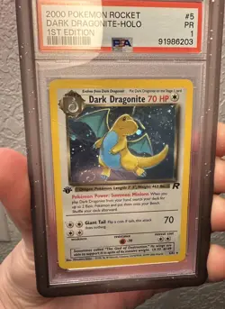 2000 POKEMON ROCKET 1ST EDITION #5 DARK DRAGONITE-HOLO PSA 1 SWIRL - Image 3