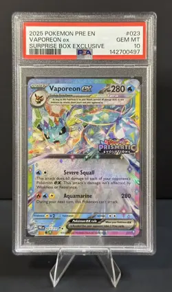 2025 Pokemon Prismatic Evolutions VAPOREON ex #23 Surprise Box PSA 10 Gem Mint - Image 1