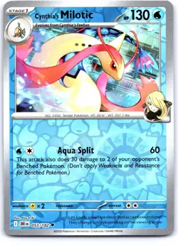 Cynthia's Milotic 053/182 Uncommon Destined Rivals Pokemon Reverse Holo NM - Image 1