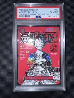 ONE PIECE MONKEY D. LUFFY 2025 JPN PROMOS #014 OP MAGAZINE VOL.20 PSA 10 - Image 1