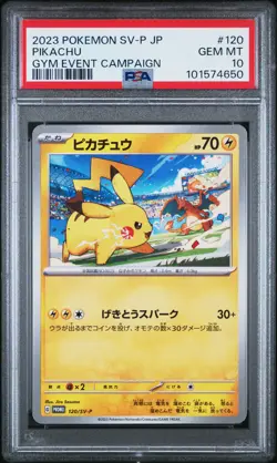 2023 POKEMON JAPANESE SV-P PROMO GYM EVENT CAMPAIGN #120 PIKACHU PSA 10 - Image 1