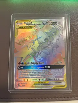 Pokemon Moltres & Zapdos & Articuno GX 69/68 Tag Team Hidden Fates Rainbow NM - Image 1