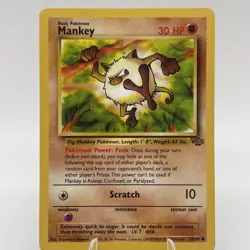 Pokemon Card Mankey 55/64 Jungle Unlimited WOTC Common LP-NM - Image 1