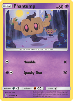 Phantump 93/236 Common Cosmic Eclipse Pokemon Near Mint - Image 1