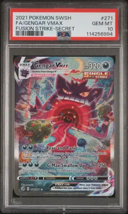 2021 POKEMON SWORD & SHIELD FUSION STRIKE SECRET FULL ART/GENGAR VMAX PSA 10 - Image 1