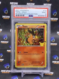 Pokemon 2021 McDonald's Collection Promo - Tepig Holo 13/25 PSA 9 - Image 1