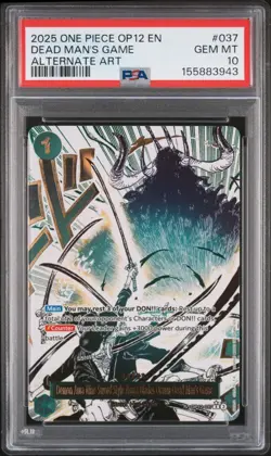 2025 One Piece OP12 EN Dead Man's Game Alternate Art #037 PSA 10 GEM MINT - Image 1