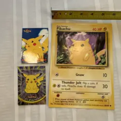 Pokemon Pikachu Lot Jumbo Promo 58/102 + Topps Series 1 & 2 Foil Cards - Image 1
