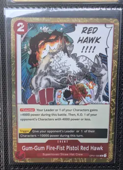 Gum-Gum Fire-Fist Pistol Red Hawk OP01-026 Rare One Piece Card - NM - Image 1
