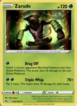 Zarude 016/159 Crown Zenith Pokemon Card TCG - Image 1
