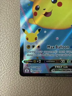 Pokemon Flying Pikachu VMAX Ultra Rare Full Art Holo 007/025 Celebrations 310 HP - Image 5